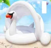 Opblaasbare Flamingo Zwaan matras met zonnescherm inflant zwembad dierenzitje ring water drijft boten baby zwemmen buizen ring strand speelgoed