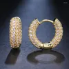 Brincos de argola Luxo na moda Semicircular Zircônia Moda Aniversário Presente Surpresa Cristal Brilhante Jóias Femininas