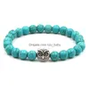 Perline Fashion Sier Gufo Bracciale Per Uomo Donna 8Mm Yoga Perline Braccialetti Fatti A Mano Pietra Naturale Braccialetto Gioielli Drop Delivery Dhw3V