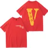 2023 Spring Summer High Street 캐주얼 남성 의류 vlone 최고 장인 정신 에스 남성 T 셔츠 남자 패션 디자이너 Tshirt 면적 스테레오 프린팅 폴로스 셔츠 Y1