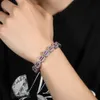 Fashion Heart Baguette CZ Bracelet Necklace Silver Purple Bracelet Hot Sale Popular Gift Women Man Jewelry