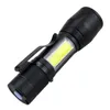 Mini torcia a LED Q5 Torcia tattica con luce COB laterale Potente torcia da campeggio Torcia ricaricabile USB con batteria 18650