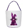 Creative Easter Bunny Basket With Rabbit Pattern and Tail Easter Candy Tote Bags Canvas Easter Rabbit Bag Party Gift bag 12styles