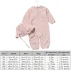 2PCS Haar Zubehör 2Pcs Weiche Baumwolle Baby Strampler Hut Set Sommer Herbst Langarm Overalls Für Neugeborene Jungen mädchen Solide