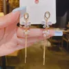 Charme perle cristal nœud papillon gland boucles d'oreilles pour les femmes lumière luxe Design fée mode fête bijoux cadeau R230603