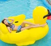220cm inflatable yellow duck mattress swim pool floating island boat large sizes swan floats floating aniaml shape water bed beach2820