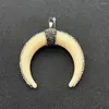 Anhänger Halsketten Mode Harz Horn Halskette Naturstein Schwarz und Weiß Strass DIY Schmuck Handgemachte Größe 68mm