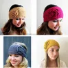 faixas de cabelo de crochê quentes de inverno meninas mulheres 100% acrílico malha artesanal envoltórios de cabeça turbante orelhas proteção mais quente bandanas de cabeça de flores acessórios de wrpas Alkingline