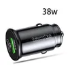 38W snabb snabb laddning PD USB C billaddare Typ C QC3.0 12W Auto Power Adapter Car Charger för Samsung S20 S22 S23 iPhone 12 13 14 15 HTC Tablet PC Android -telefon