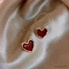 Charm Sweet New Trend Red Love Heart Hoop örhängen för kvinnor Elegant Simple Drop Girls Party Jewelry R230603