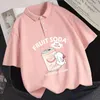 Shirts Sommer Polo Shirts Weibliche Haruku Y2k Kleidung Lose Beiläufige Kawaii Anime Obst Soda Kaninchen Drucken Kurzarm Shirt Frauen tops