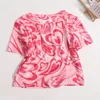 T-shirts femme Sexy Women Love Print See-Through Short T-Shirt Women's Summer Fashion Chic Slim Sweet Girl Street Top