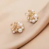 Stud South Korea Small Fresh Sweet Crystal Exquisite Copper Inlaid Zircon Flower Leaf Ornaments Women's Earrings Fashion Jewelry G230602