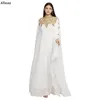 Mellanöstern Kaftan Muslimska kvällsklänningar Hög krage Long Bat ärmar Guld spetsar Appliced ​​Prom Party -klänningar Dubai Arabiska Abaya Chiffon Long Maxi Formal Wear CL2353