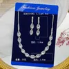 Chaînes élégant Royal cristal clair ensembles de bijoux de mariage strass Long gland collier boucles d'oreilles pour les femmes Bracelet ensemble de mariée