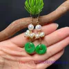 Dangle Earrings Green Jade Donut 925 Silver Charms Pearl Designer Gifts Jewelry Beads Gemstone Natural Chinese Emerald Gift Women