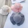 2st hårtillbehör söt baby flicka hatt sommar bowknot hink mjuk bomull barn strand sol mössa