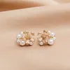 Stud South Korea Small Fresh Sweet Crystal Exquisite Copper Inlaid Zircon Flower Leaf Ornaments Women's Earrings Fashion Jewelry G230602