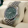 Montre-bracelet de luxe TOUT NEUF Montres automatiques pour hommes DATEJUST 41 CADRAN À MOTIF VERT INOXYDABLE JUBILÉ LUNETTE CANNELÉE réf 126334