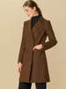 Allegra k Manteau d'hiver mi-long pour femme avec revers cranté et ceinture à double boutonnage