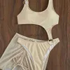 Women's Swimwear One Piece Bikini Swimwear Women Cover Up Triangle Cut Out Swimwear Beach Bathing Suit swimsuit woman 2023 J230603