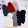 Hot new design crochet warm beanies Fleece Inner Lining skiing hat women men winter casual cap fur ball pom cap outdoor sports hat