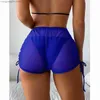 Kvinnors shorts mesh strand shorts sexiga fasta shorts wrap badkläder kvinnlig set sarong baddräkt pareo strand bär kvinnor baddräkt bikini täcker t230603