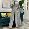 Vêtements ethniques Fleur Abaya Kimono Jilbab Dubaï Robe Maxi ouverte Femmes musulmanes Robe de soirée Caftan turc Ramadan Eid Kaftan Robe islamique