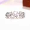 Bagues de grappe CAOSHI bijoux à la mode chaîne forme bague pour les femmes couleur argent brillant zircone accessoires vie quotidienne mode dame cadeau