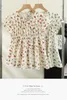 Blusas femininas Korejepo Camisa floral plissada coreana doce decote redondo verão 2023 top feminino moda redutora de idade blusa tops românticos