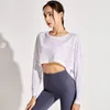 Aktiva skjortor Yoga Autumn Women Thin Loose Female Långärmad topp Slim-passande Midriff-Baring Breattable Sports Casual Quick-Torry