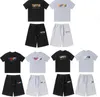 Herr t-shirts märke tracksuit t-shorts shorts passar två stycken uppsättningar sommaren plysch broderi trapstar kort ärm sportkläder