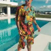 Spårar Summer Beach Casual Men's T-shirt Kort ärm 2-stycken Fashion Street Clothing Stora 3D-tryckning Bekväma sportkläder P230603