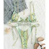 Women's Swimwear MYTENG Floral Print String Bandage Bikini Set Swimwear Women Summer Sexy Push Up Bathing Suit Beachwear Halter Biqiuni Swimsuit J230603