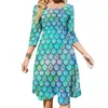 Dresses Mystical Mermaid Dress Colorful Fish Scale Cute Dresses Summer Aesthetic Casual Dress with Bow Woman Print Clothes Big Size