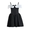 Casual Dresses One Shoulder Sheath Little Black Dress Fashion Rose Pattern For Women