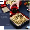 Ужин наборы пиццы поднос с лапшой для лапши японский стиль посуда Udon Dish Ужин 25x18.5x2,7 см. Прямоугольная черная порция ABS