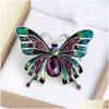 Pins Brooches New Year Gifts Butterfly Brooch Pins Rhinestone Crystal Sweater Women Plating Ancient Korean For Drop Delivery Jewelry Dht3S
