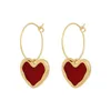 Charm Sweet New Trend Red Love Heart Hoop örhängen för kvinnor Elegant Simple Drop Girls Party Jewelry R230603