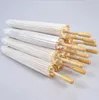 Parasol z białego papieru chińskie mini rzemieślnicze ślubne ślub Parasole 20-60 cm bambusowe uchwyt papierowy parasol