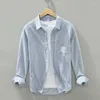 Erkekler Sıradan Gömlek Tasarımcısı Uzun Kollu Stripe Pure Pamuk Marka Erkek Gömlek Trend Konforlu Üst Kıyafet Kimyasısı Camisas de Hombre