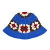 Berets 2023 Women Hollow Out Sun Hat Flower Pattern Handmade Crochet Basin Summer Boho Bucket Outdoor Trendy Knitted Cap
