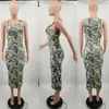 Casual Dresses Znaiml Sleeveless Tank O-Neck Party Club Women Camouflage Printed Sheath Slim Bodycon Midi Sundress Summer Dress