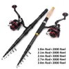 Boat Fishing Rods 1.8m 2.1m 2.4m 2.7m 3.0m Carbon Fiber Telescopic Fishing Rod Portable Spinning Rod and Spinning Reels Multifunction set 230603