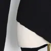女性のTシャツTwotWinstyle女性のための黒いセーター不規則な襟長いスリーブ1つのシューダーホローニットセーター女性スタイル230603