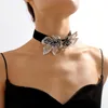 Girocollo collana corta fiore fatto a mano in velluto gotico retrò per donna elegante catena nera sexy gioielli per feste estetiche