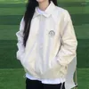 Женские куртки Deeptown Harajuku Fashion Cargo Beige Bomber Women Kpop Streetwear Негабаритный бейсбол винтажный хиппи.