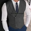 Vests Full Men 's Suit Vest Double Breasted Slim Fit Sleeveless Jacket Eleg New in Suits and Blazers Mens 드레스 가방 Waistcoat Top