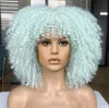 15 pouces afro bouclés perruque courte pour les femmes euro-américaine tête explosive perruque de cheveux synthétiques avec rose net plusieurs styles disponibles