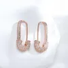 Dangle Earrings Kinel Full Zircon Personality Pin Shape Stud Modern Fashion Piercing Jewelry 585 Rose Gold Color Gifts